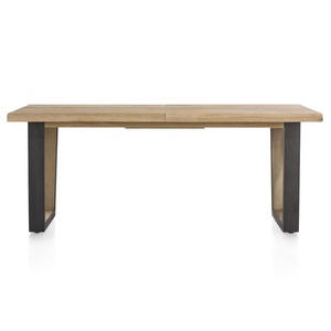 Table à rallonge 190/240x100cm METALOX Henders & Hazel pieds V métal-bois et bords ondulés