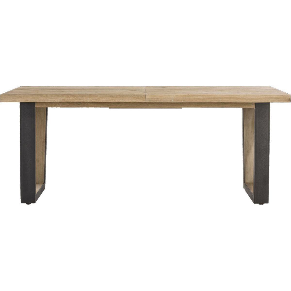 Table à rallonge 190/240x100cm METALOX Henders & Hazel pieds V métal-bois-bord droit