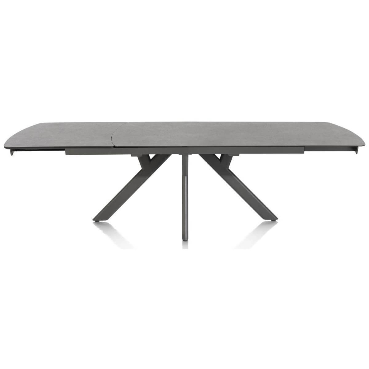 Table à rallonge 200 (+80)x 100cm VEGAS Henders & Hazel céramique sur verre anthracite