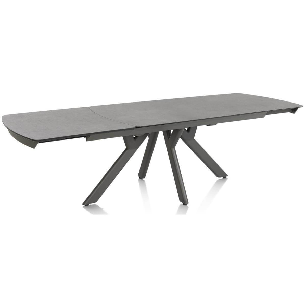 Table à rallonge 200 (+80)x 100cm VEGAS Henders & Hazel céramique sur verre anthracite