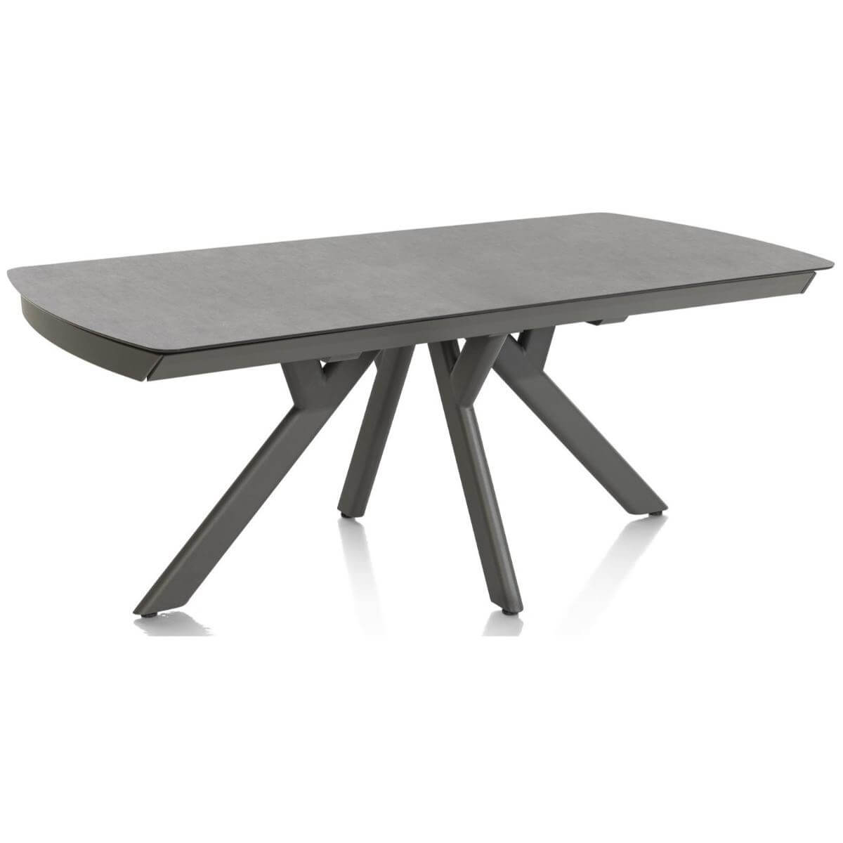 Table à rallonge 200 (+80)x 100cm VEGAS Henders & Hazel céramique sur verre anthracite
