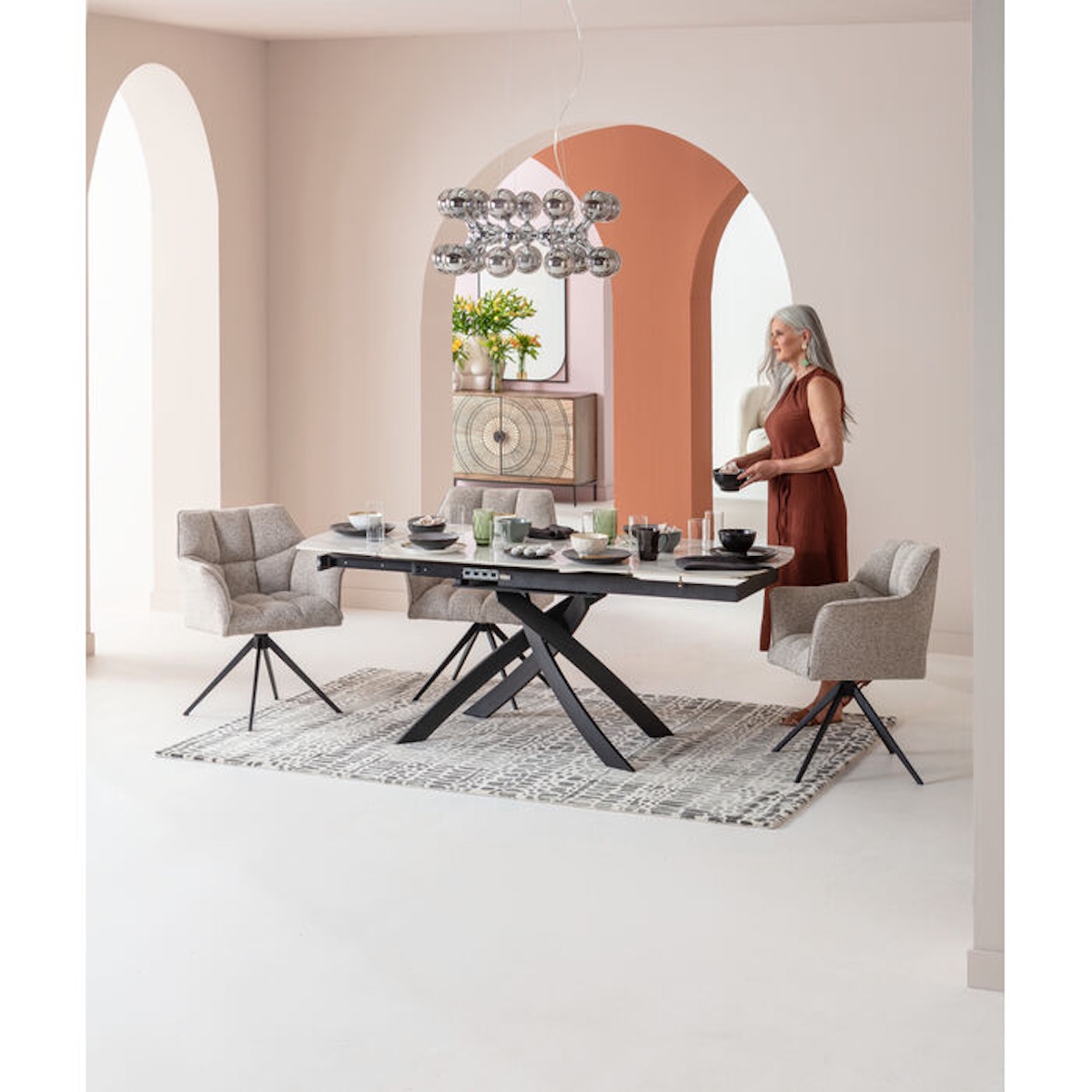 Table à rallonge TWIST Kare Design blanc/noir