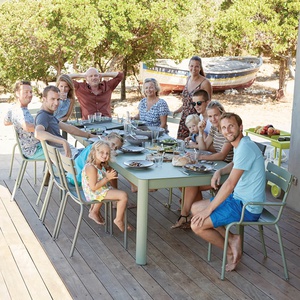 Table à rallonge XL 149/299x100cm RIBAMBELLE Fermob blanc coton