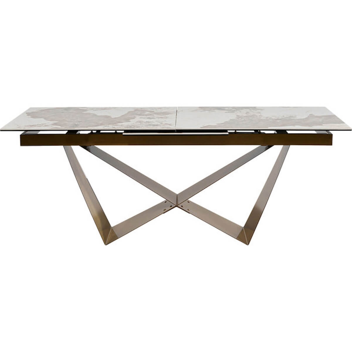Table à rallonges 200(+60)x100cm CONNESSO Kare Design laiton