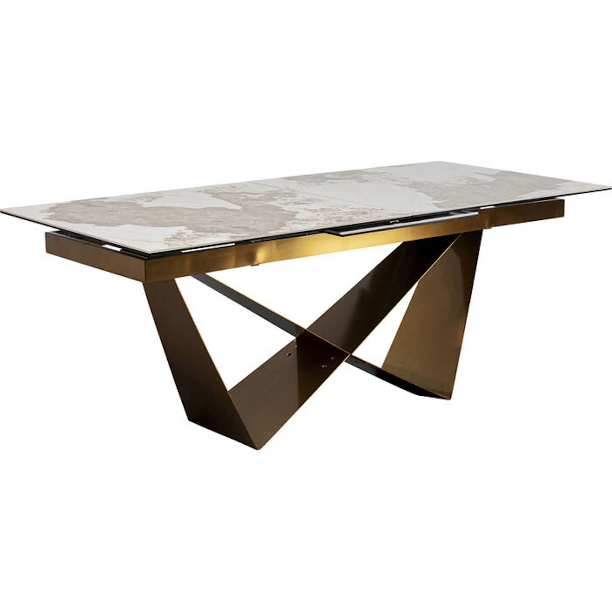 Table à rallonges 200(+60)x100cm CONNESSO Kare Design laiton