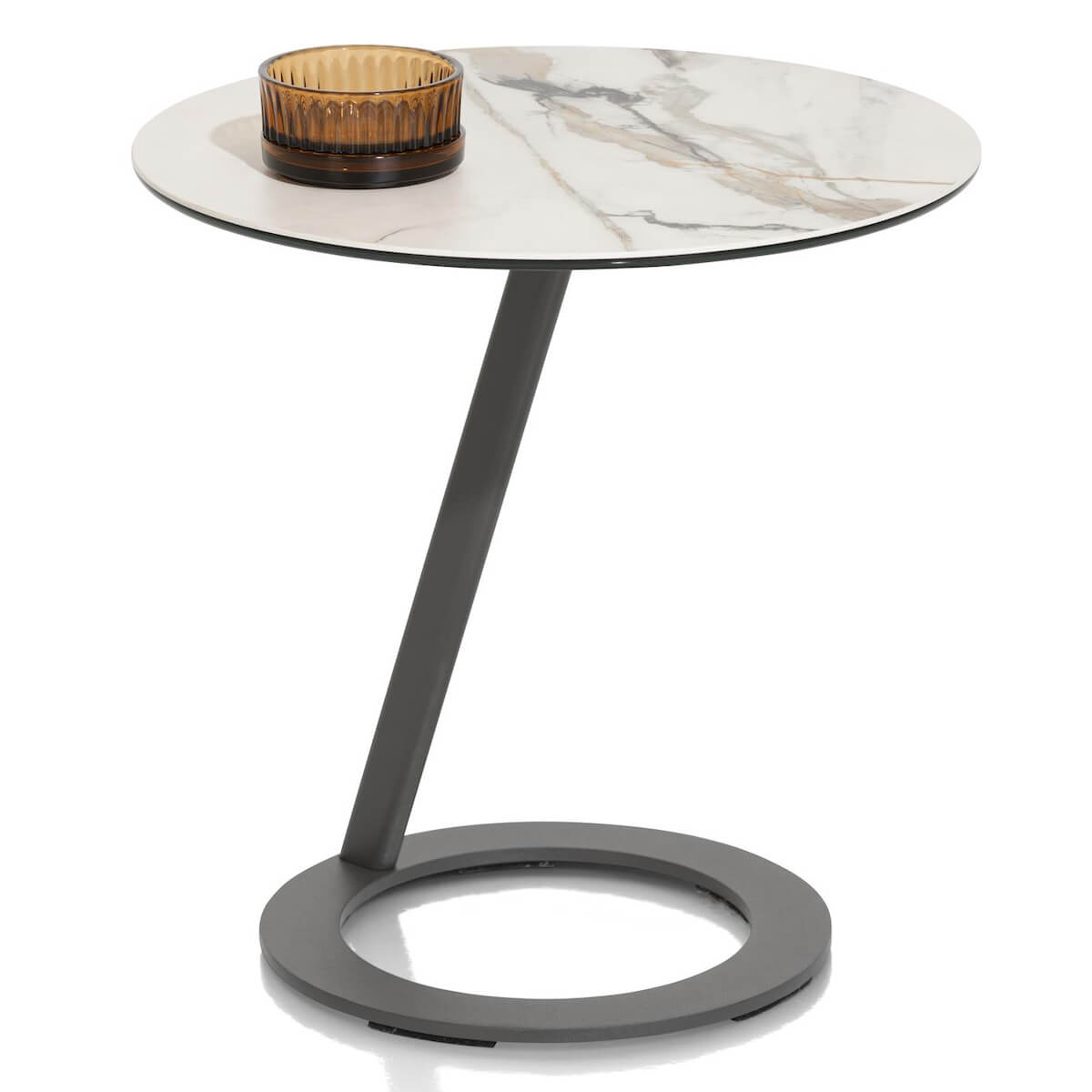 Table basse 50x50cm VEGAS Henders & Hazel céramique imitation marbre blanc