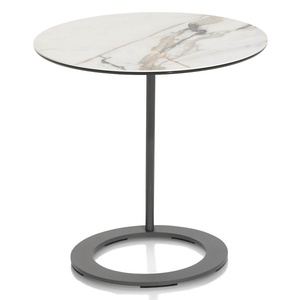 Table basse 50x50cm VEGAS Henders & Hazel céramique imitation marbre blanc