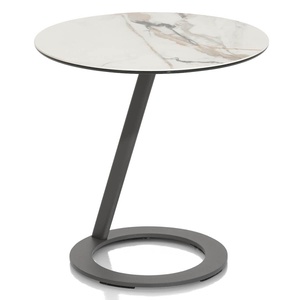 Table basse 50x50cm VEGAS Henders & Hazel céramique imitation marbre blanc