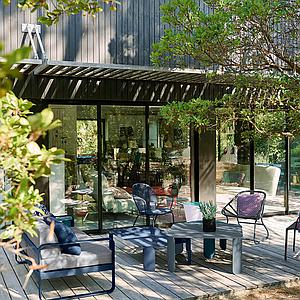 Table basse 90x90cm 42H BEBOP Fermob vert opaline