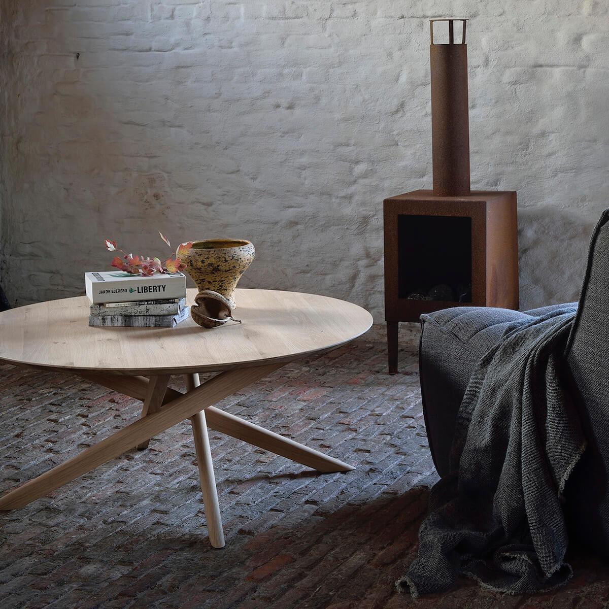 Table basse ronde 100cm MIKADO Ethnicraft chêne Abitare Living