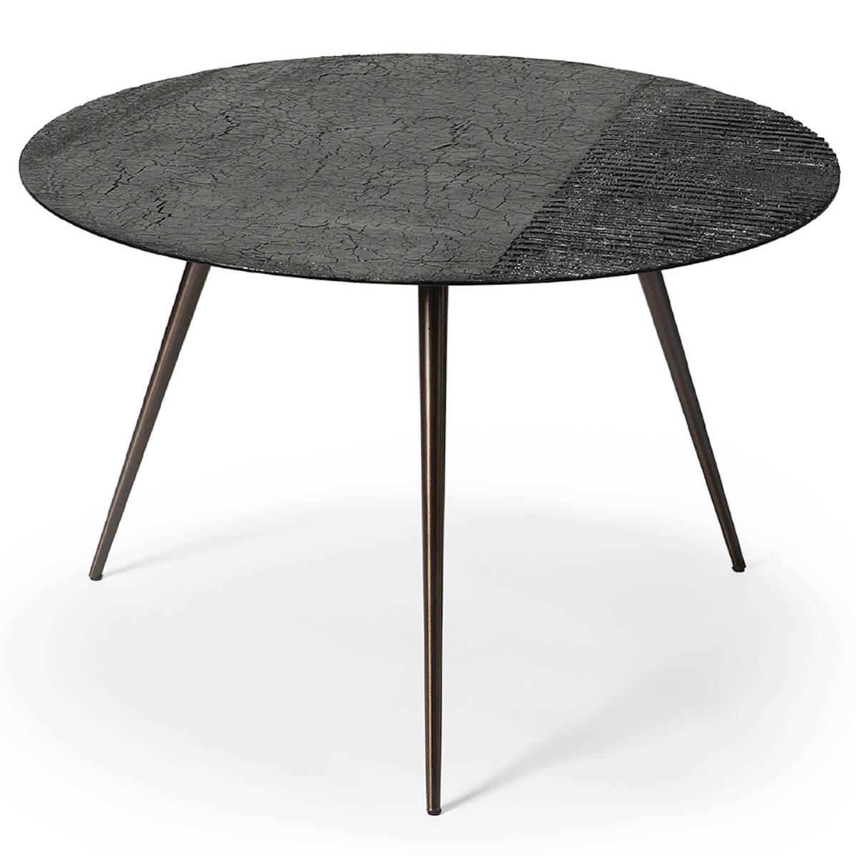 Table basse ronde 65cm LUNA Ethnicraft lava linear black Abitare Living