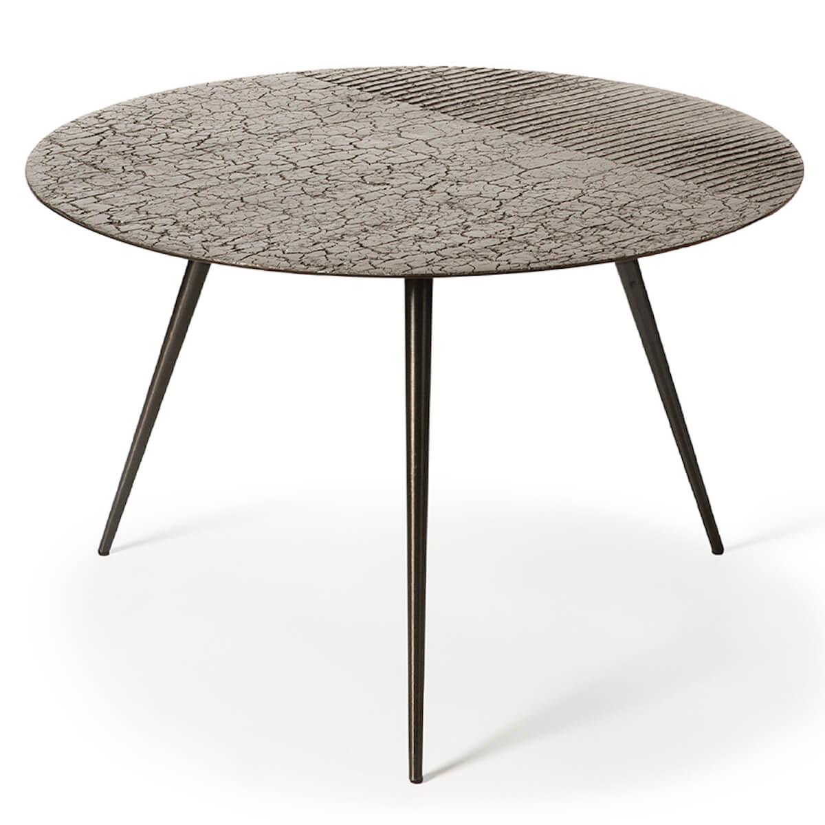 Table basse ronde 65cm LUNA Ethnicraft lava linear taupe
