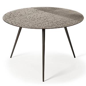 Table basse ronde 65cm LUNA Ethnicraft lava linear taupe