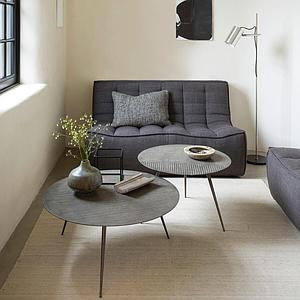 Table basse ronde 65cm LUNA Ethnicraft lava linear taupe