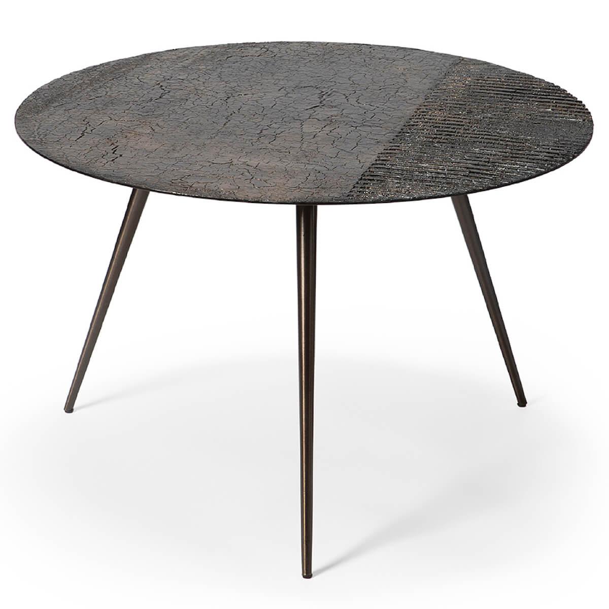 Table basse ronde 65cm LUNA Ethnicraft lava linear whisky