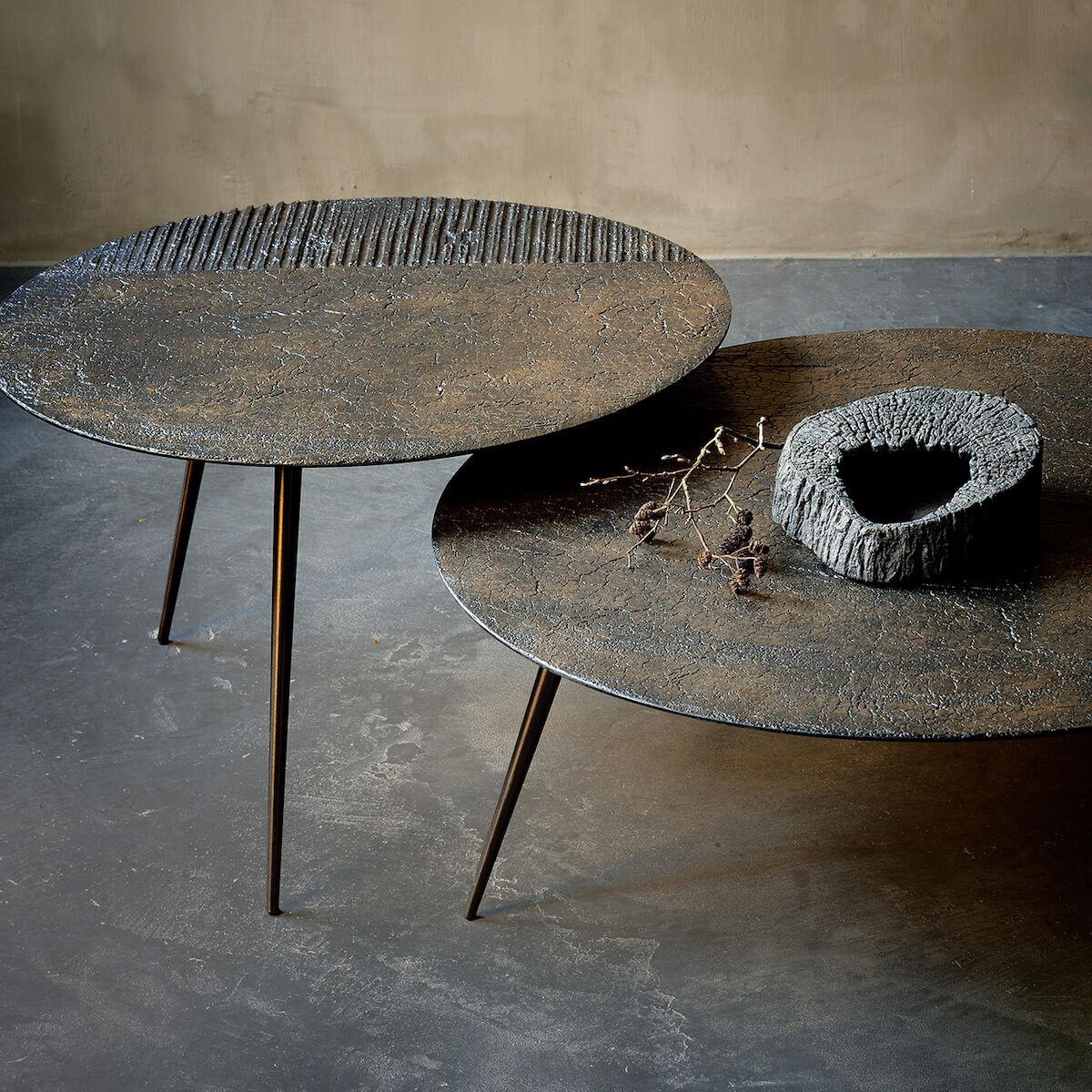 Table basse ronde 65cm LUNA Ethnicraft lava linear whisky Abitare Living