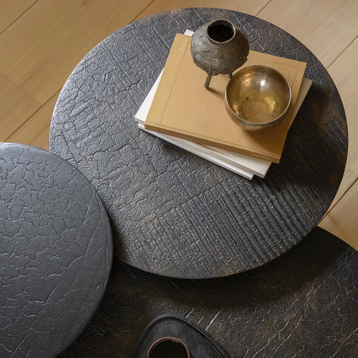 Table basse ronde 65cm LUNA Ethnicraft lava linear whisky Abitare Living