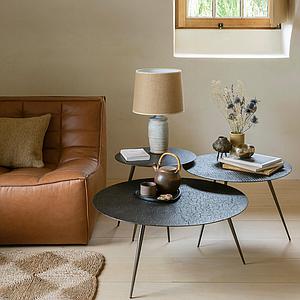 Table basse ronde 65cm LUNA Ethnicraft lava linear whisky