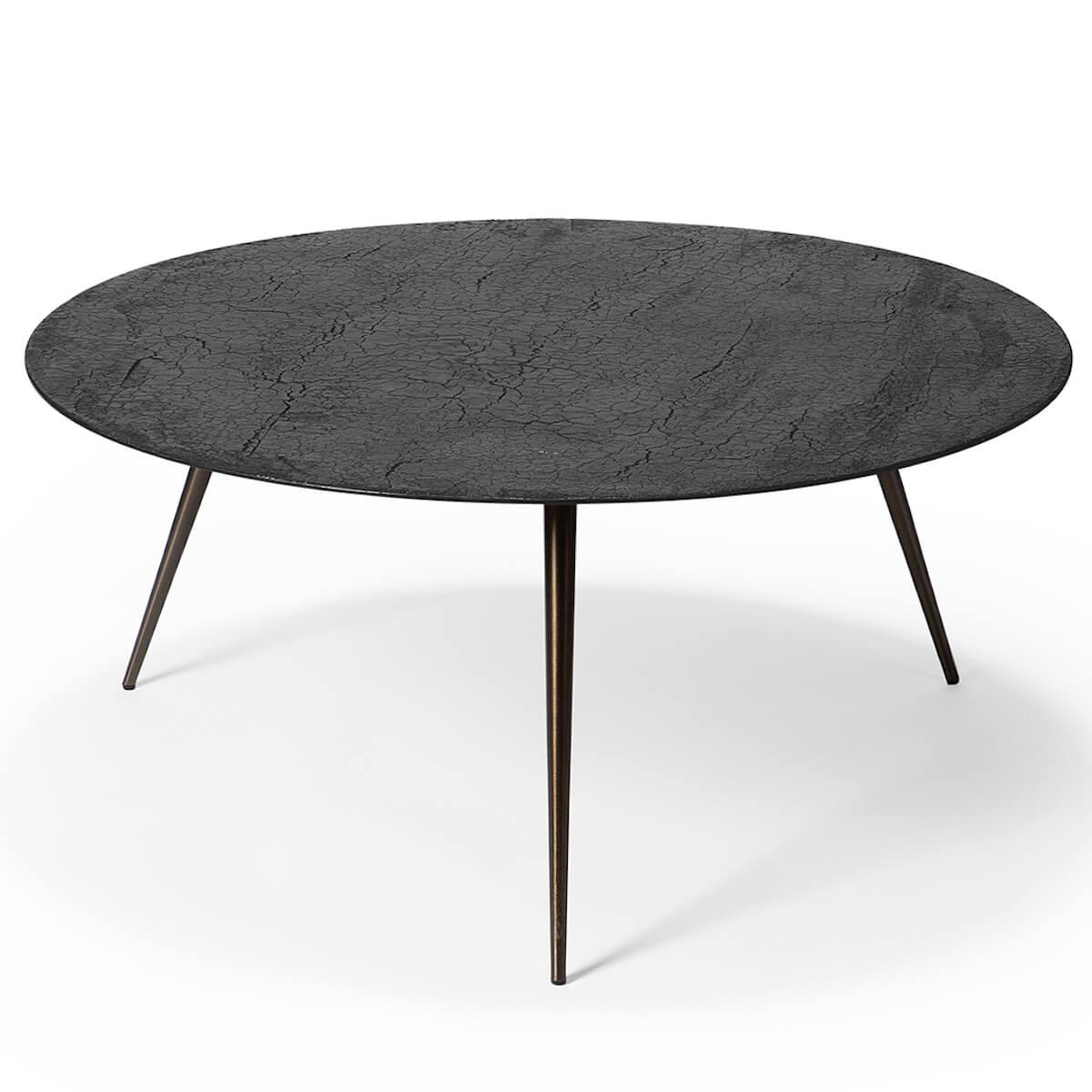 Table basse ronde 80cm LUNA Ethnicraft lava black Abitare Living