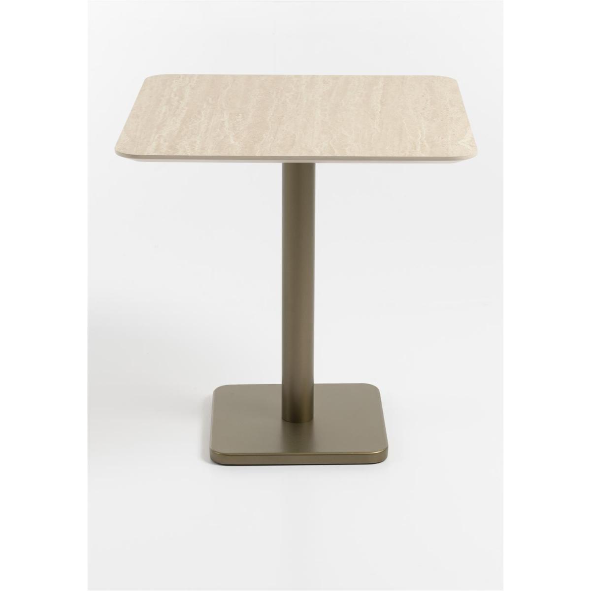Table bistro carré 75x75cm BREST Coco Maison or/travertin