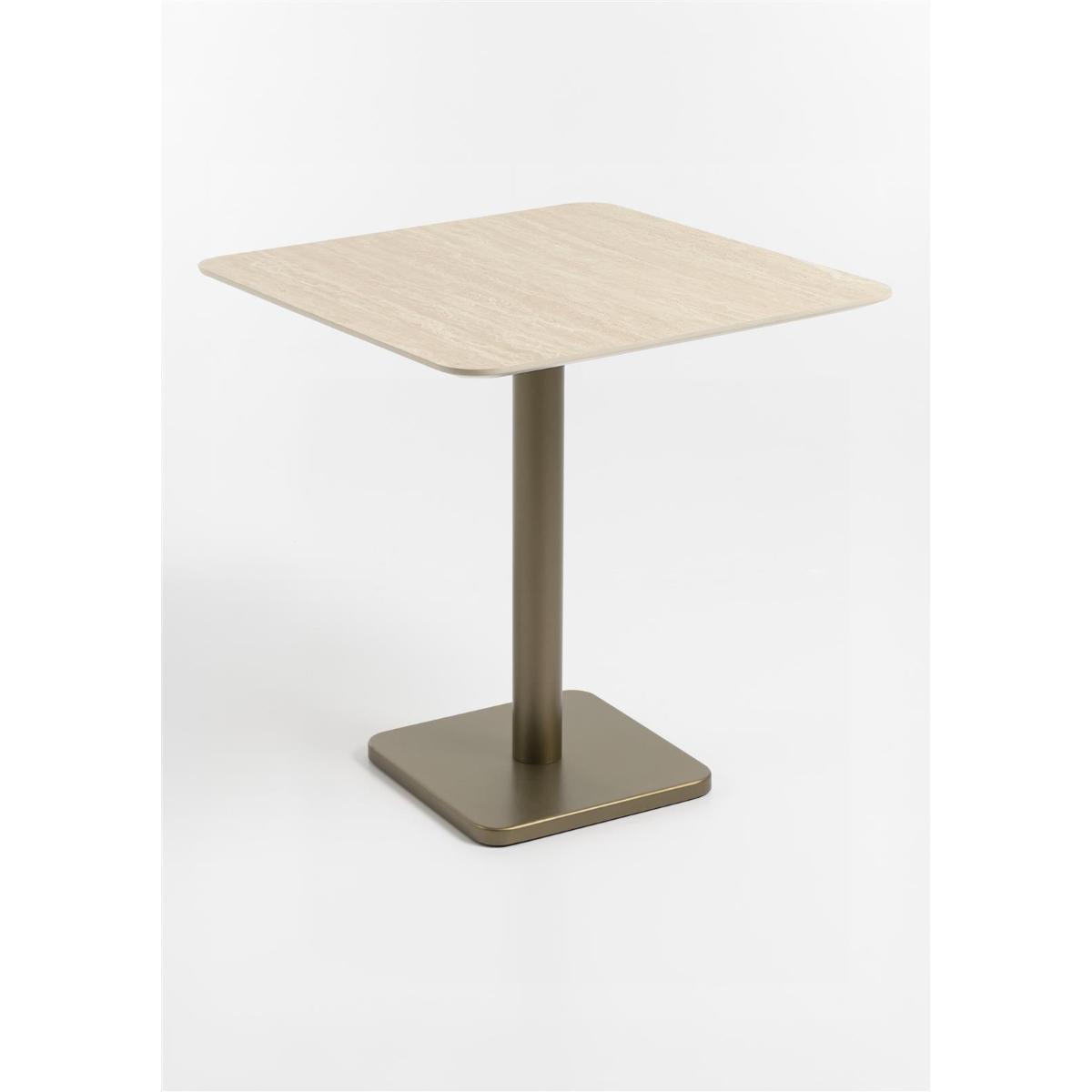 Table bistro carré 75x75cm BREST Coco Maison or/travertin