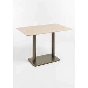 Table bistro rectangle 75x120cm BREST Coco Maison or/travertin