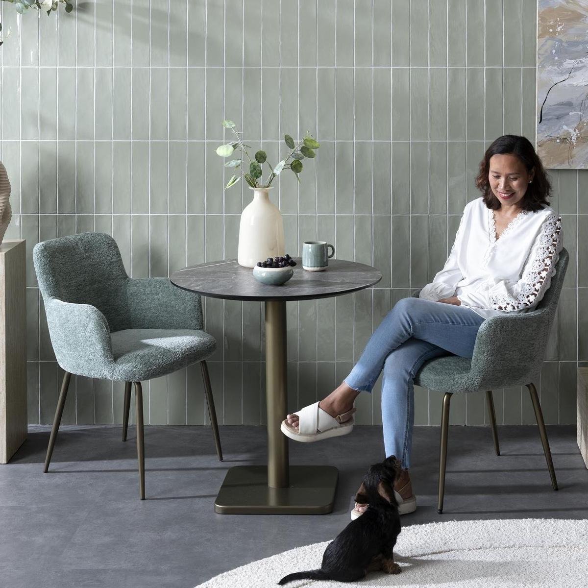 Table bistro ronde 80cm BREST Coco Maison or/gris clair