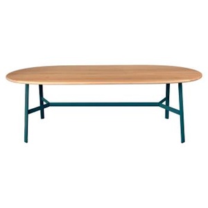 Table chêne ovale 220x95cm SO'O Fermob Indoor bleu acapulco