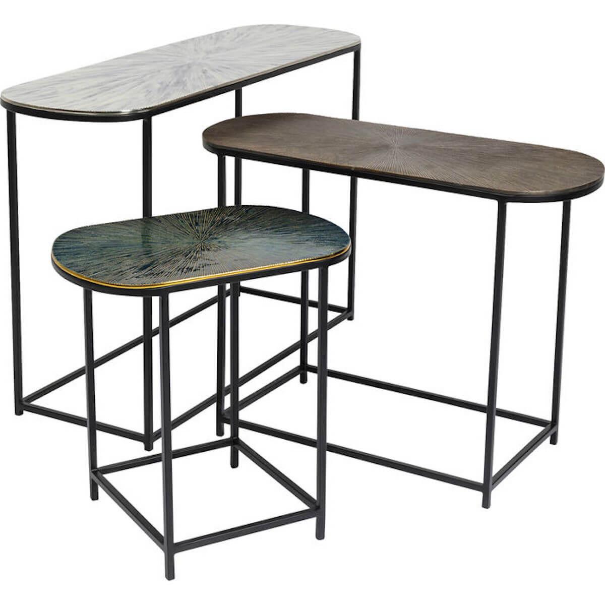 Table d'appoint 3pcs RAY OVALE Kare Design
