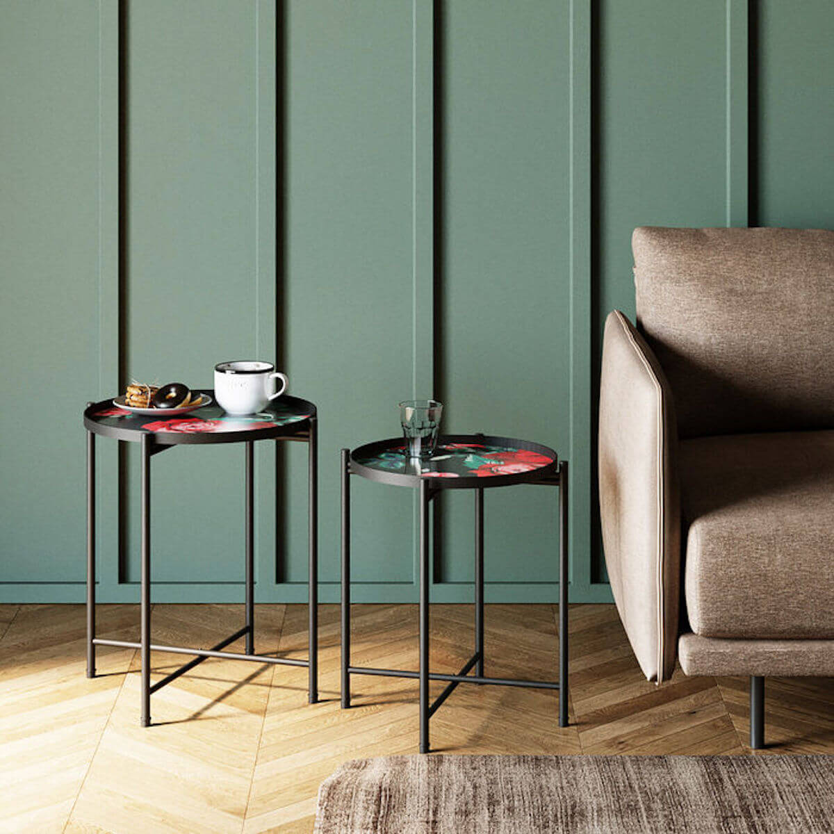 Table d'appoint FLOWERS GARDEN rond Kare Design (2/set)