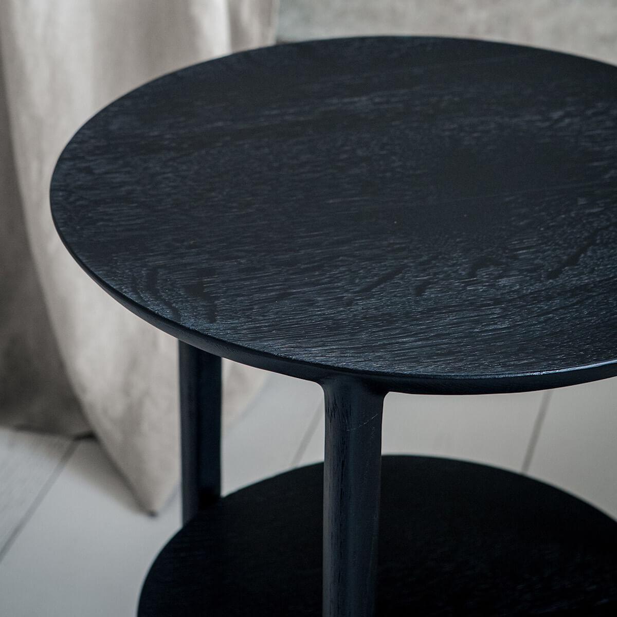 Table d'appoint ronde 43cm BOK Ethnicraft chêne noir