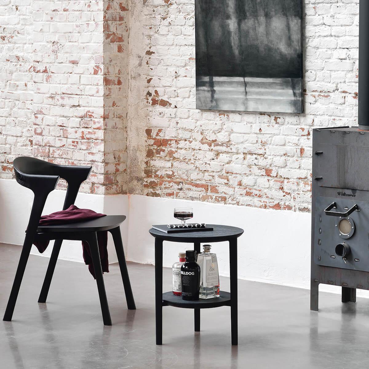 Table d'appoint ronde 43cm BOK Ethnicraft chêne noir