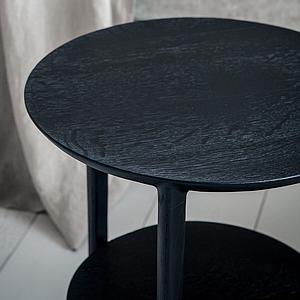 Table d'appoint ronde 43cm BOK Ethnicraft chêne noir