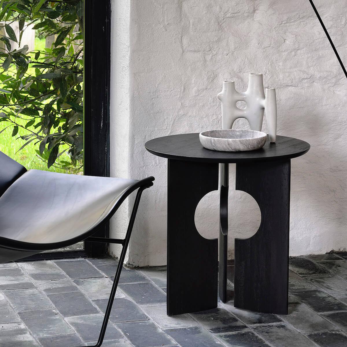 Table d'appoint ronde 50cm COVE Ethnicraft teck noir