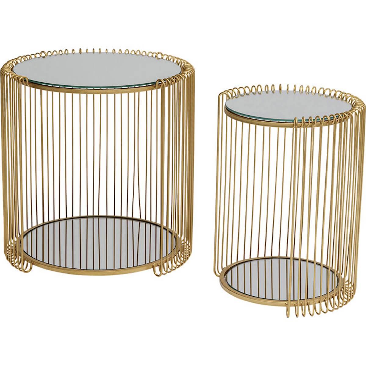 Table d'appoint WIRE Double Kare Design laiton (2/set)