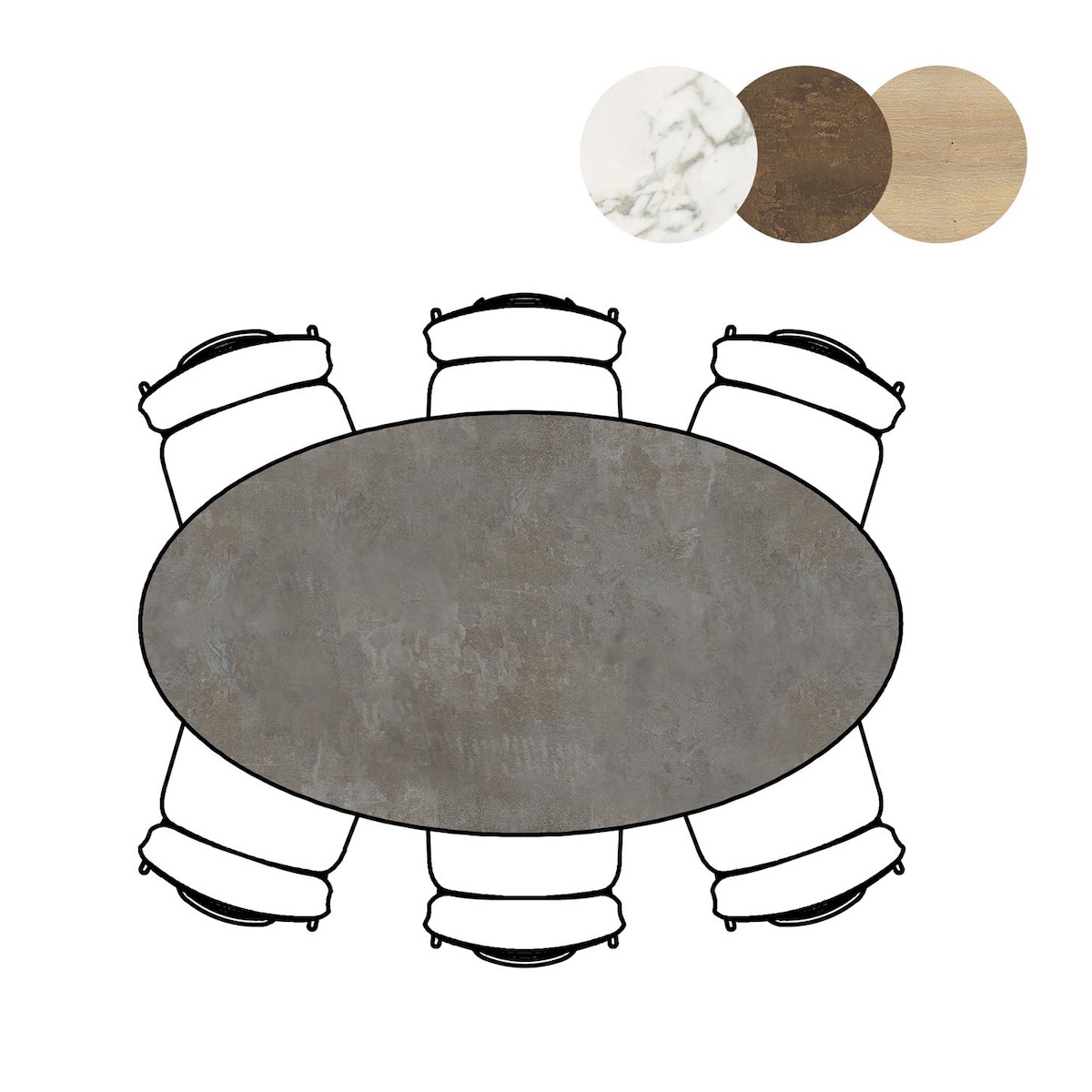 Table de bar elipse 180x100x92cm MASURA Xooon Anthracite
