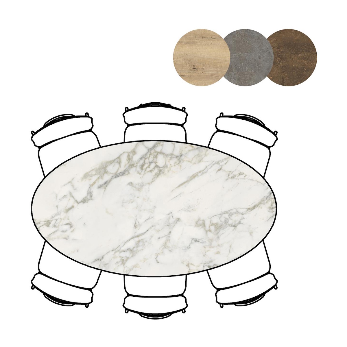 Table de bar elipse 180x100x92cm MASURA Xooon Marbre blanc