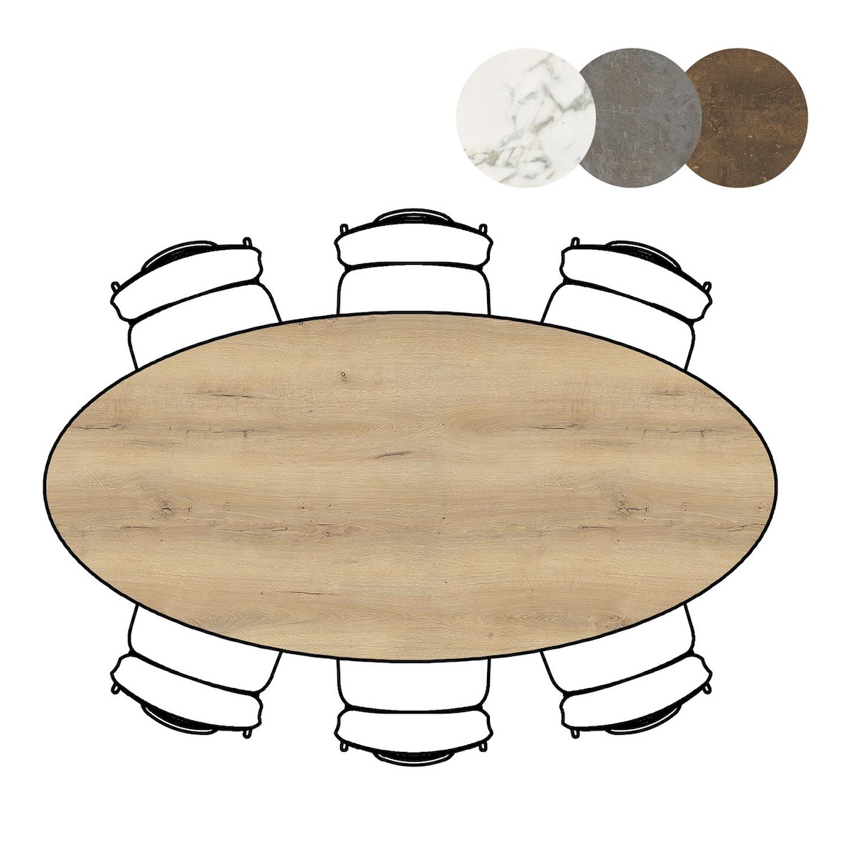 Table de bar elipse 220x105x92cm MASURA Xooon Chêne Naturel