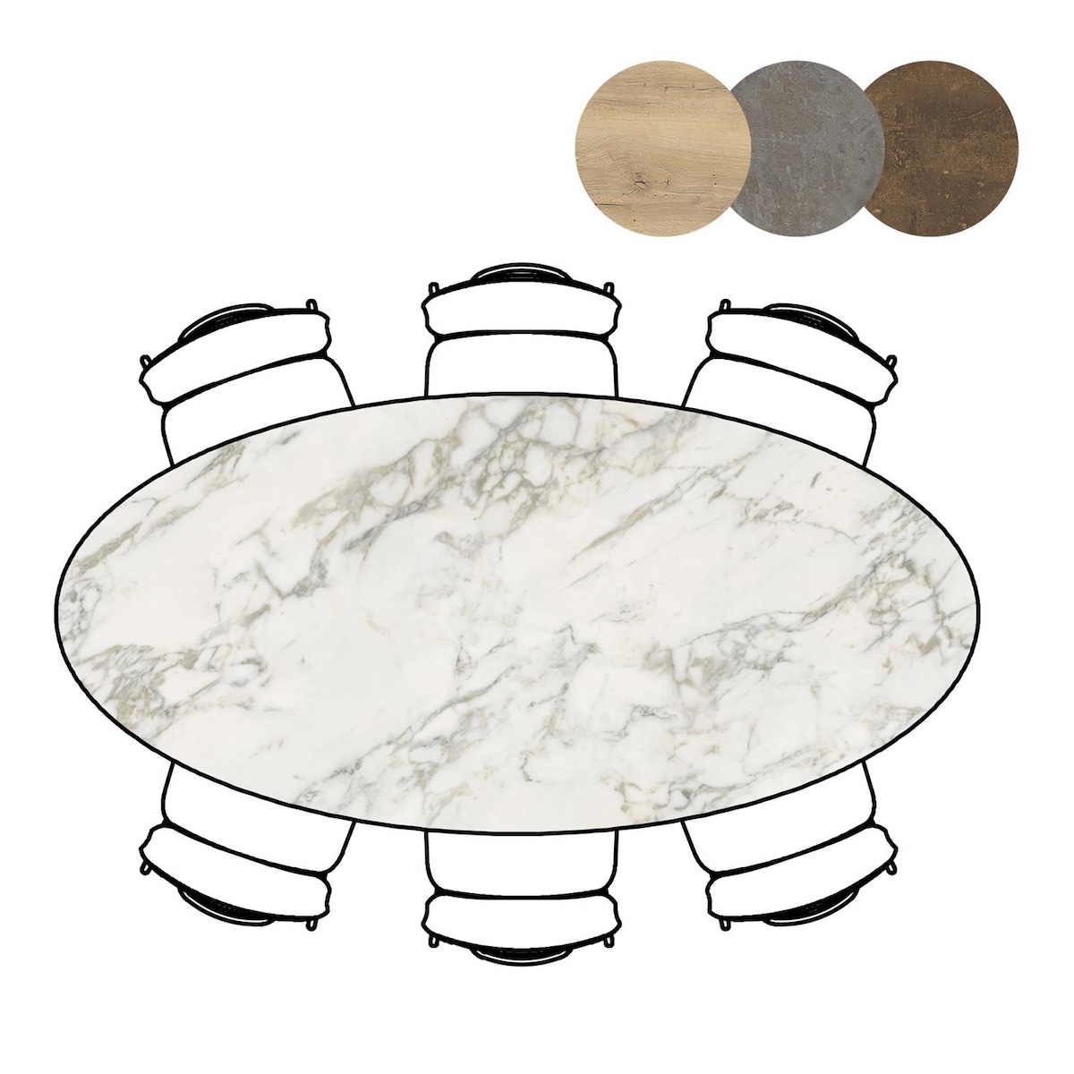 Table de bar elipse 220x105x92cm MASURA Xooon Marbre Blanc