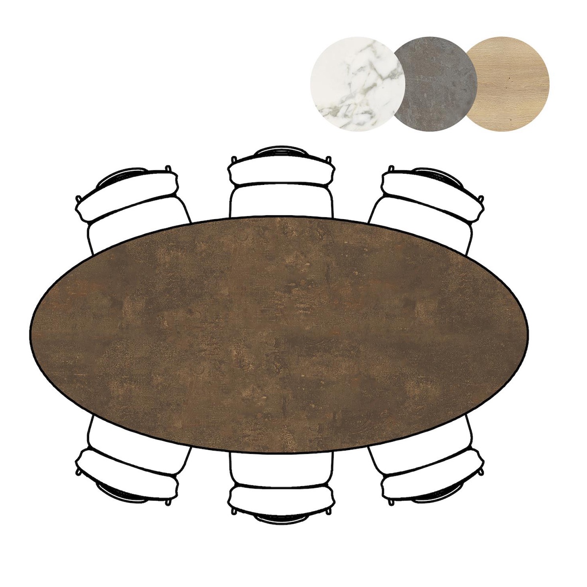 Table de bar elipse 220x105x92cm MASURA Xooon Rouille
