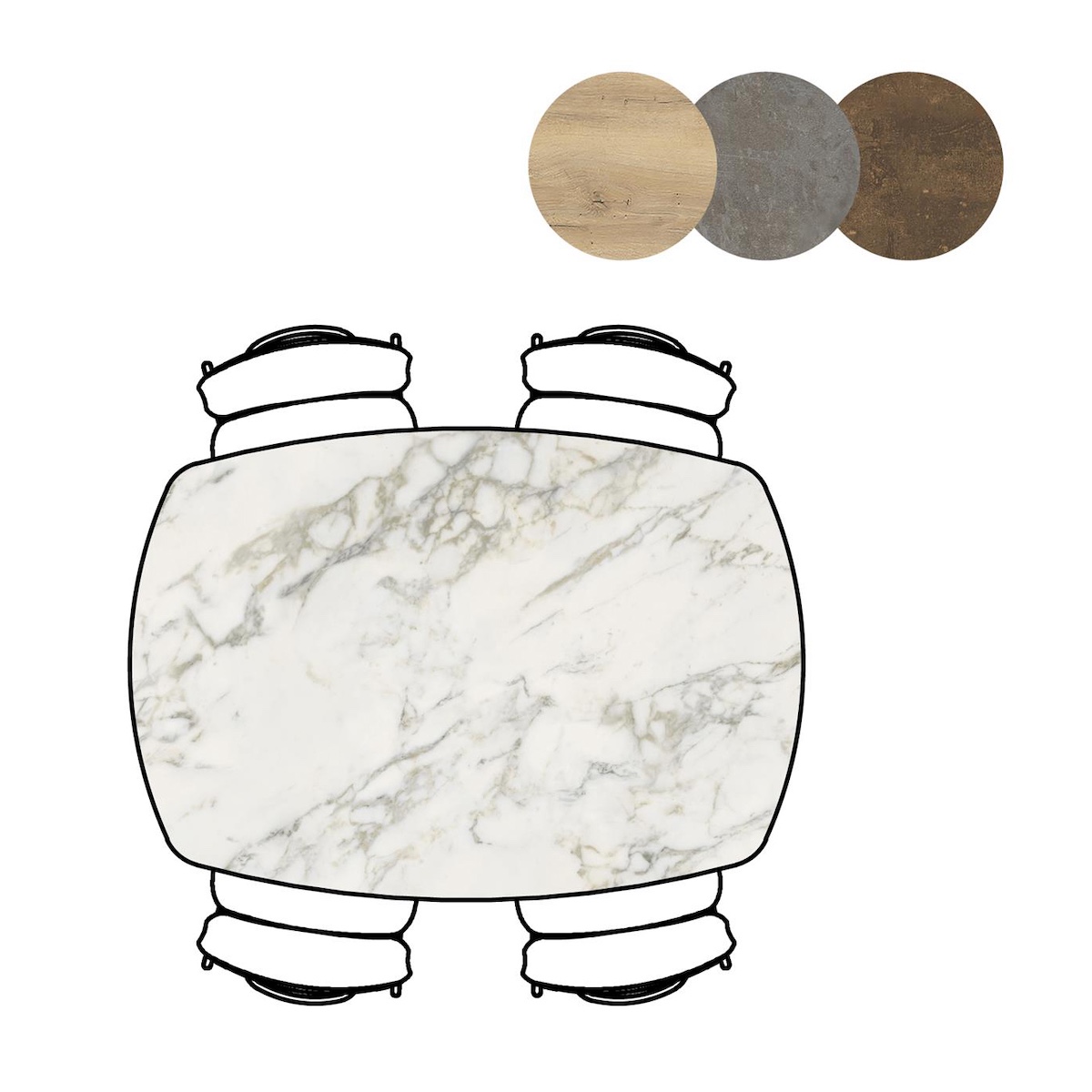Table de bar MASURA XOOON OVALE 150x105x92 Marbre Blanc