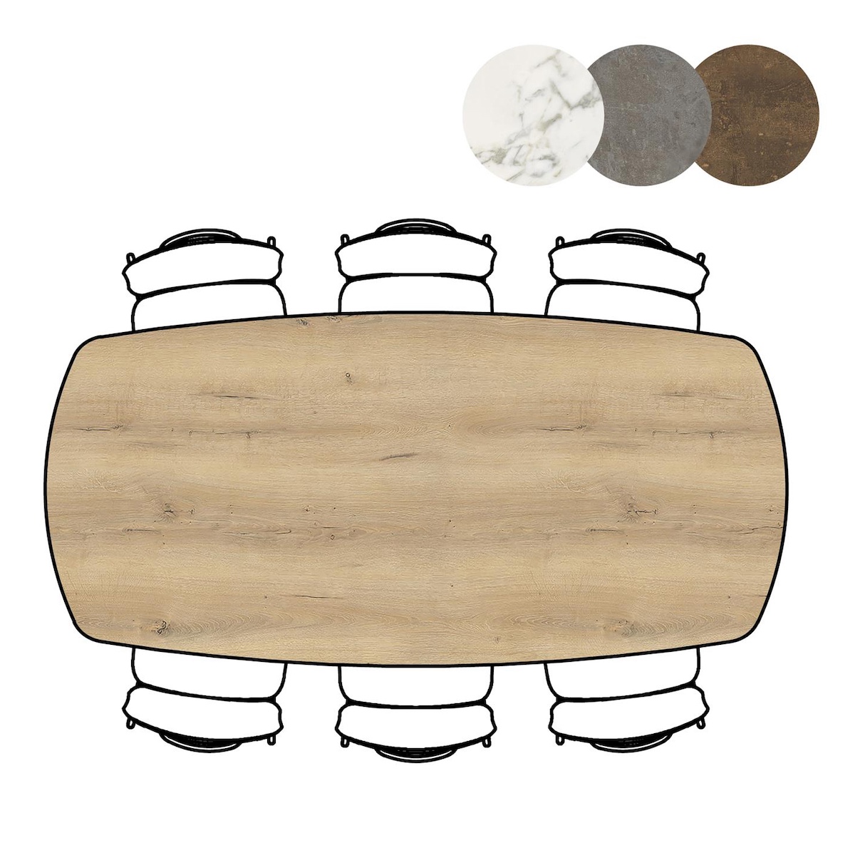 Table de bar MASURA XOOON OVALE 200x105x92 Chêne Naturel