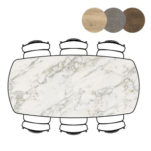 Table de bar MASURA XOOON OVALE 200x105x92 Marbre Blanc