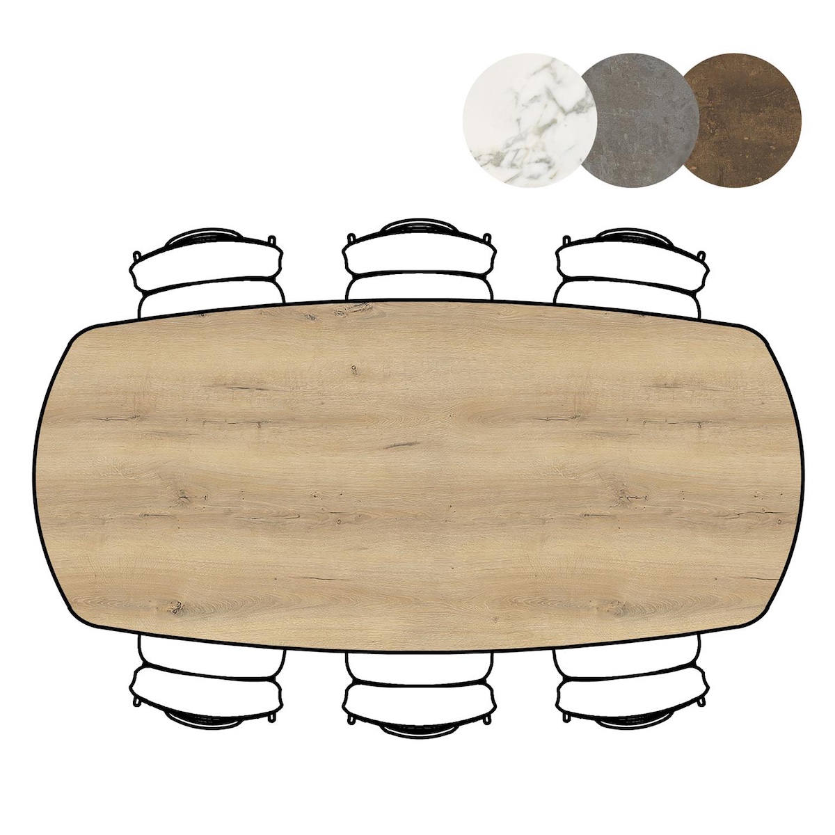 Table de bar MASURA XOOON OVALE 240x110x92 Chêne Naturel