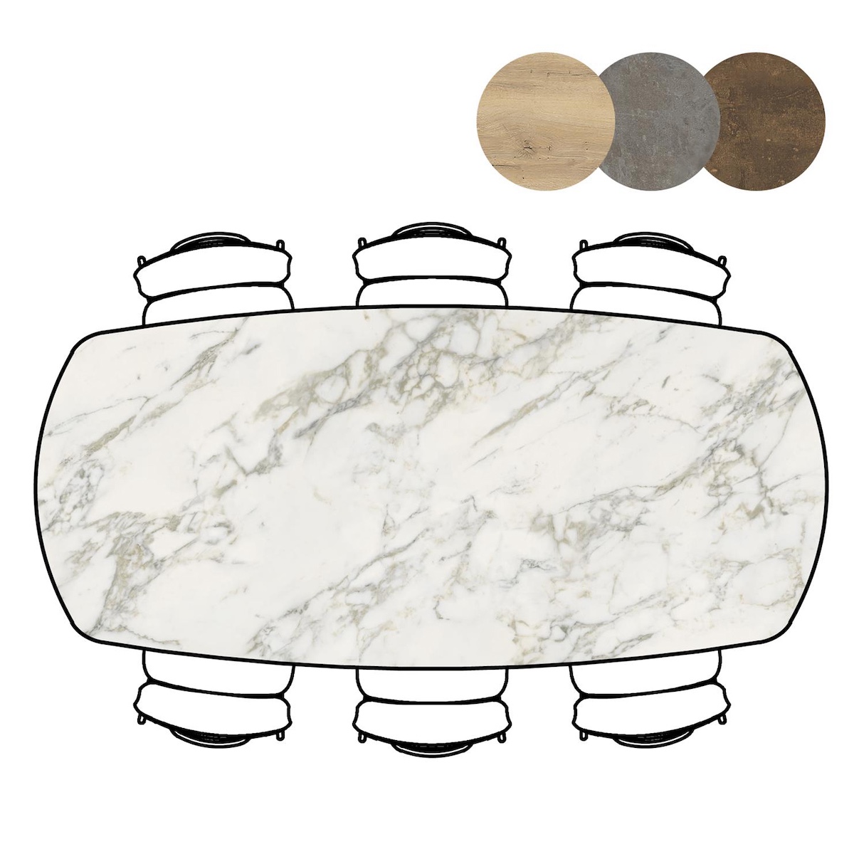 Table de bar MASURA XOOON OVALE 240x110x92 Marbre Blanc