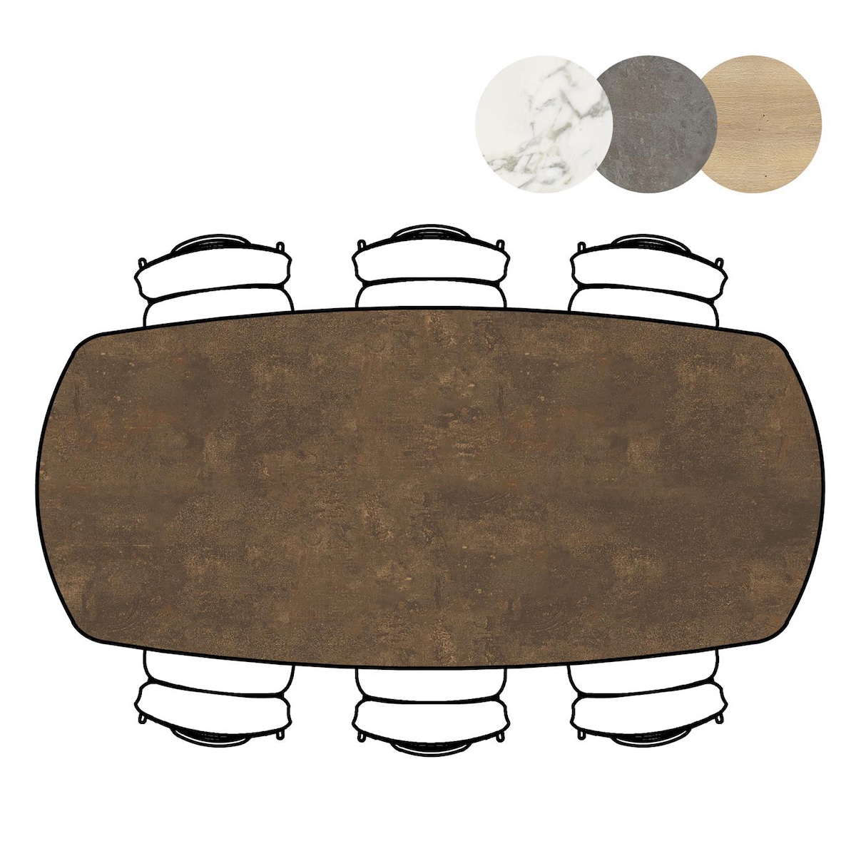 Table de bar MASURA XOOON OVALE 240x110x92 Rouille