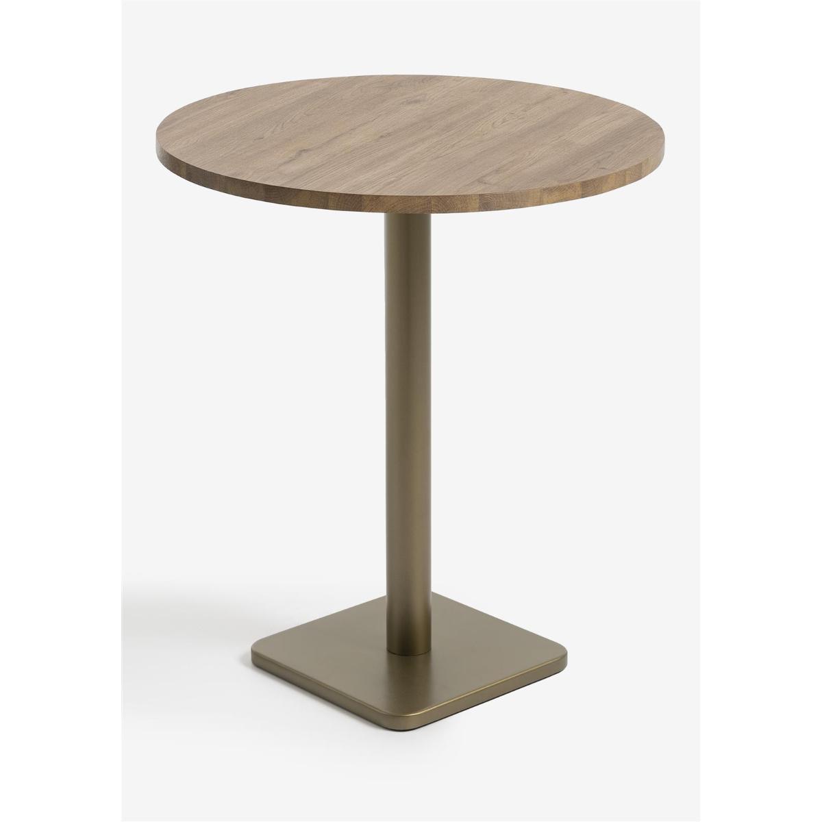 Table de bar ronde 80cm BREST Coco Maison doré/chêne foncé