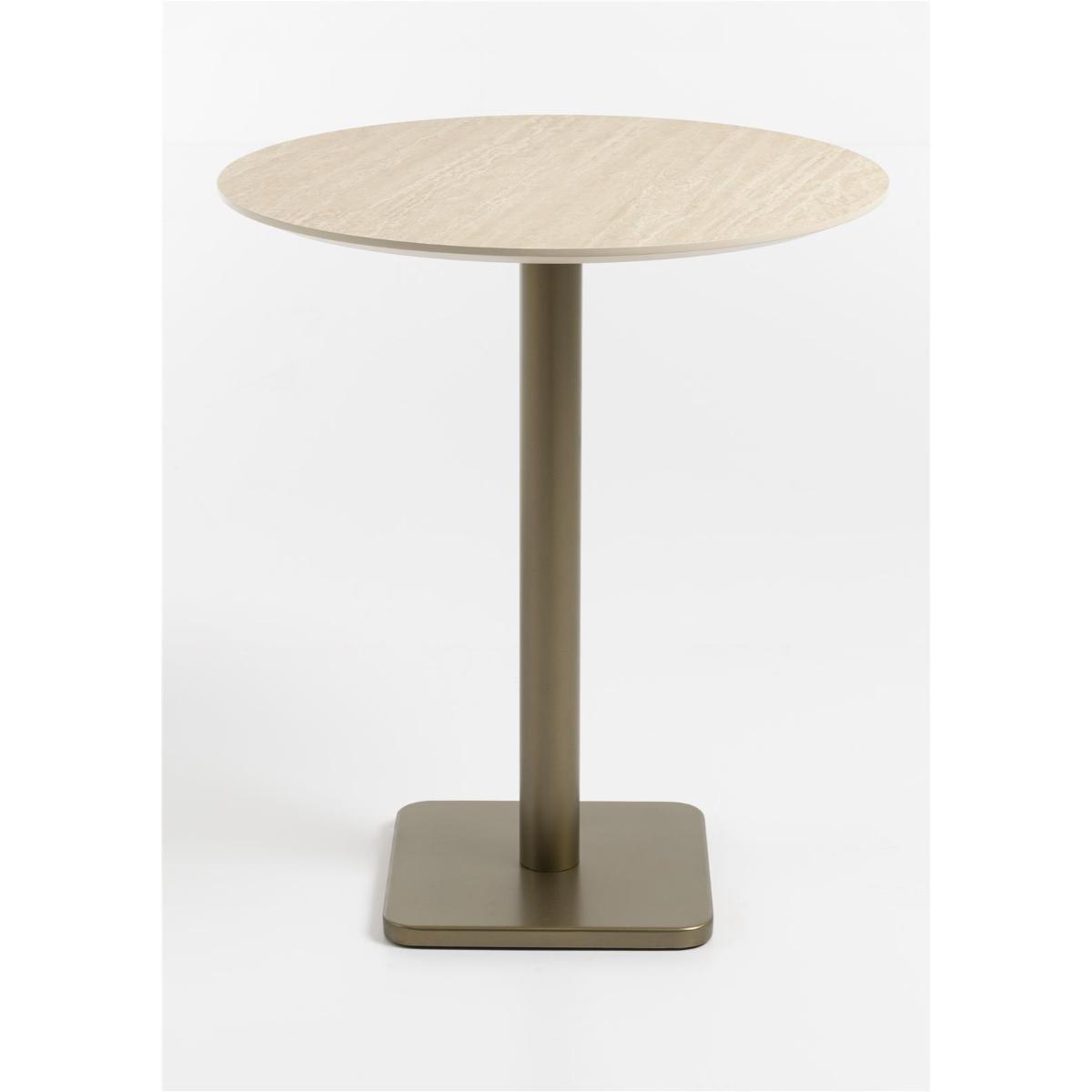 Table de bar ronde 80cm BREST Coco Maison doré/travertine
