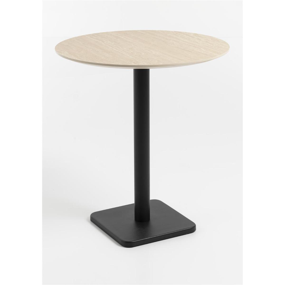Table de bar ronde 80cm BREST Coco Maison noir/travertine