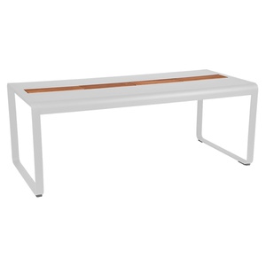 Table de jardin avec rangement 196x90cm BELLEVIE Fermob blanc coton 
